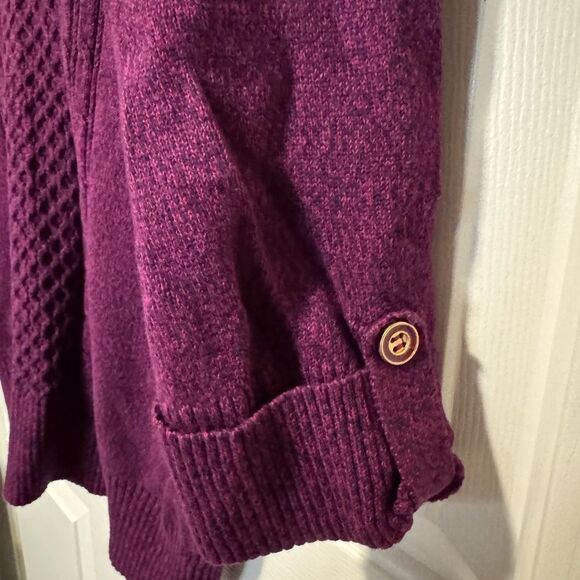 Karen Scott Purple Crew Neck Sweater with Ribbed Detail - Picture 3 of 7